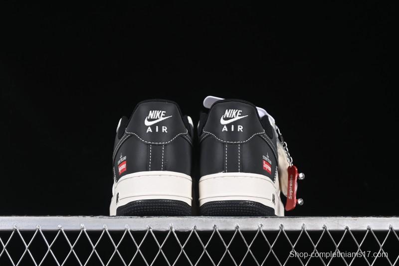 Nike Air Force 1 '07 Low Stone Island x Supreme Collaboration Beige Black Patchwork Low-Top Casual Sneakers - HH7518-042