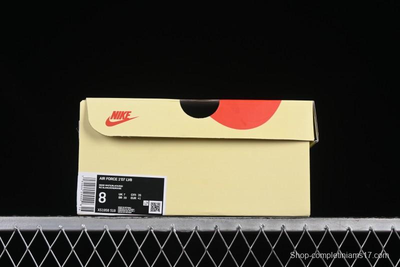 Nike Air Force 1 '07 Low Stussy Collaboration Black Stitch Red Swoosh Casual Sneakers - XS1958-518