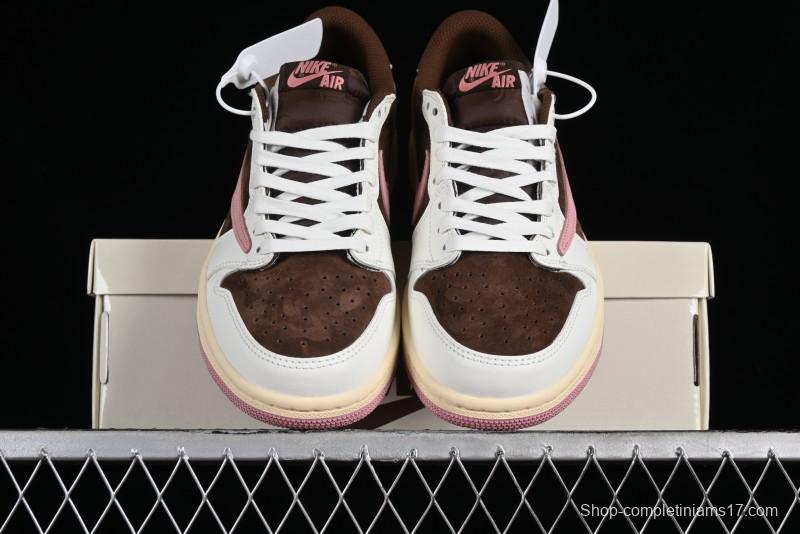 Nike Travis Scott x Air Jordan 1 Low OG AJ1 Reverse Swoosh Sneakers - DZ4137-206
