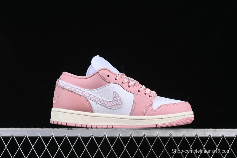 Nike Air Jordan 1 Low AJ1 Custom White Pink Low-Top Casual Lifestyle Sneakers - DC0774-162