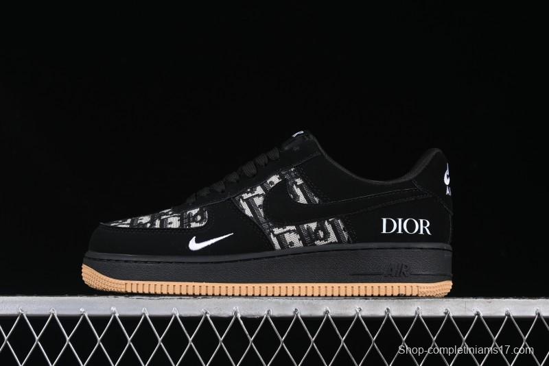 Nike Air Force 1 '07 Low Dior Collaboration Black Gum Knit Casual Sneakers - KK1988-058