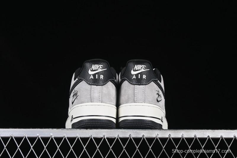 Nike Air Force 1 '07 Low Stussy Collaboration Black Leather Low-Top Casual Sneakers - CH6336-518