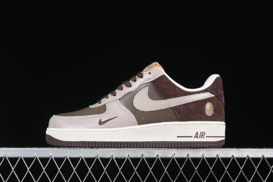 Nike Air Force 1 '07 Low BAPE Collaboration Grey Green Brown Low-Top Casual Sneakers - KK1988-039