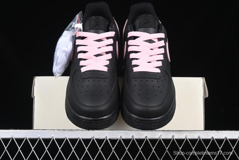 Nike Air Force 1 '07 Low Casual Sneakers with Black & Pink Double Swoosh - CW2288-028