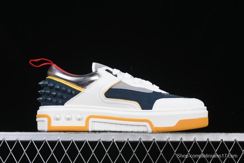 Christian Louboutin Funnyto Flat Comfortable Fashion Low-Top Sneakers in White Yellow Red - X.D4