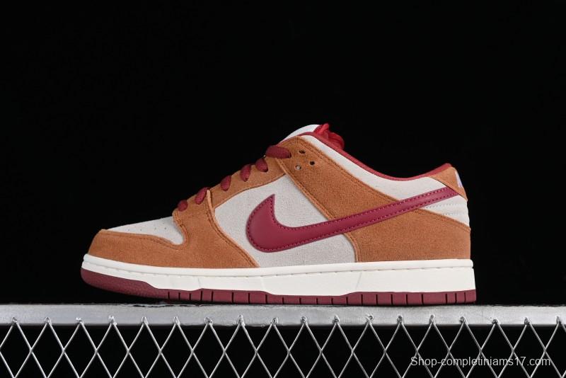 Nike SB Dunk Low Pro Brown Red Colorway SB Low Top Casual Skate Shoes - BQ6817-202