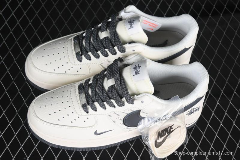 Nike Air Force 1 '07 Low Stussy Collaboration - Grey English Patchwork Low-Top Casual Sneakers - XZ3328-536