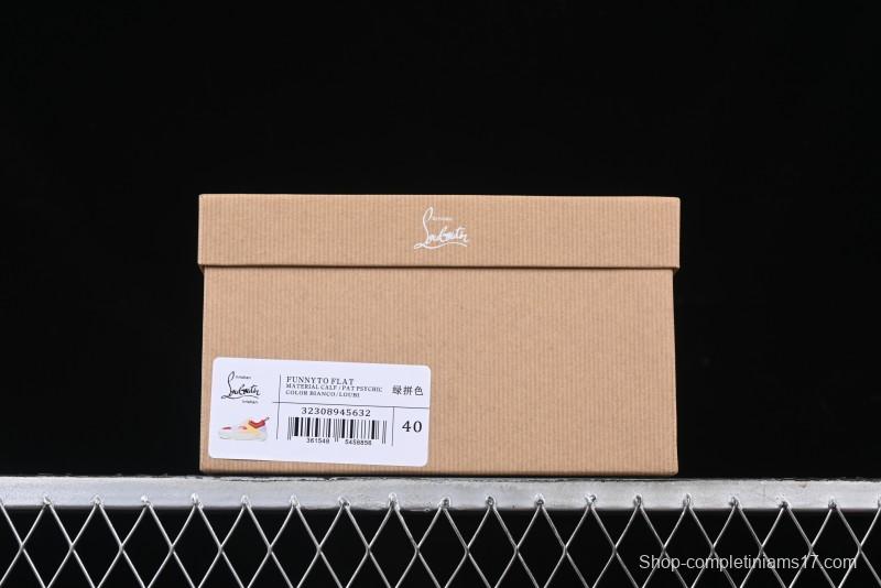 Christian Louboutin Funnyto Flat French Luxury Brand Green Color Block Low Top Sneakers - X.D4