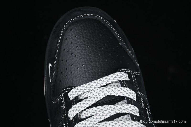 Nike SB Dunk Low Supreme Collaboration Black Grey Swoosh Anniversary Custom Low-Top Casual Skate Shoes - XS1086-011