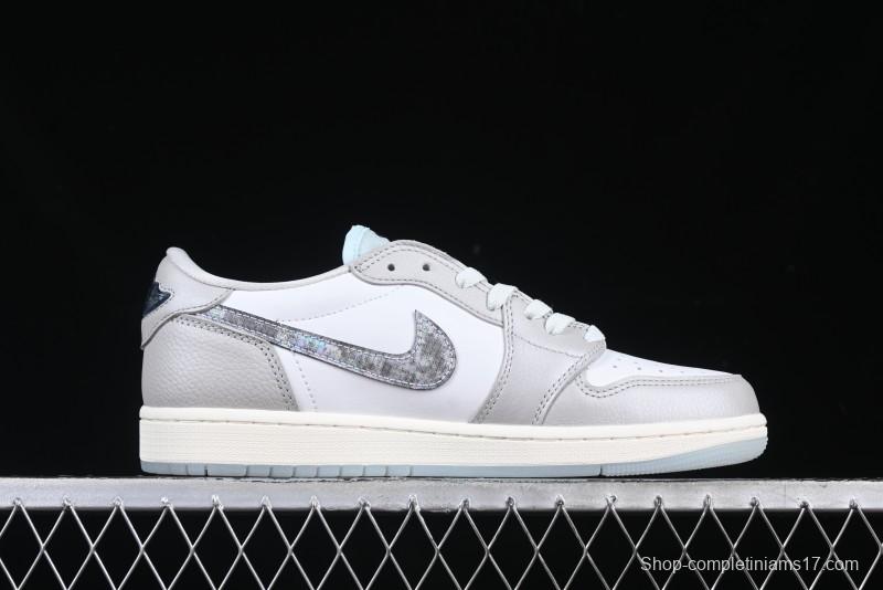Nike Air Jordan 1 Low OG CNY AJ1 Snake Year Limited Silver Snake Low-Top Retro Basketball Shoes - HF3144-100
