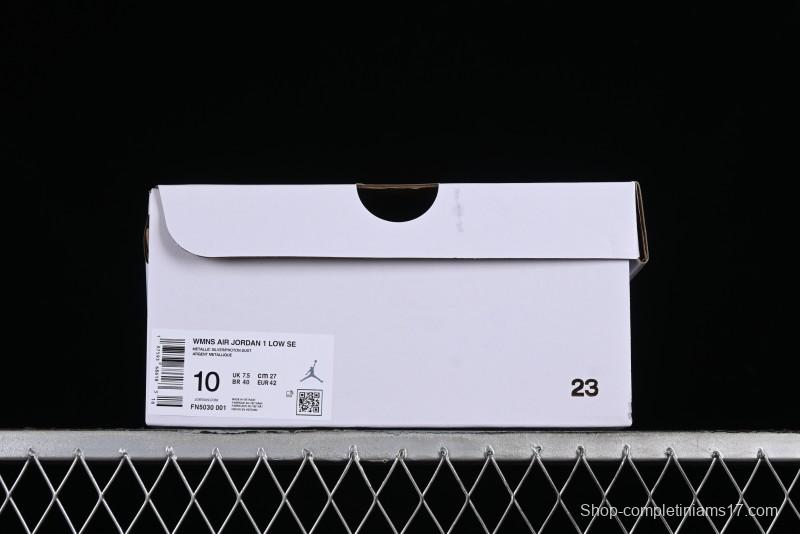 Nike Air Jordan 1 Low "Metallic Silver" Casual Sneakers with Metallic Finish - FN5030-001