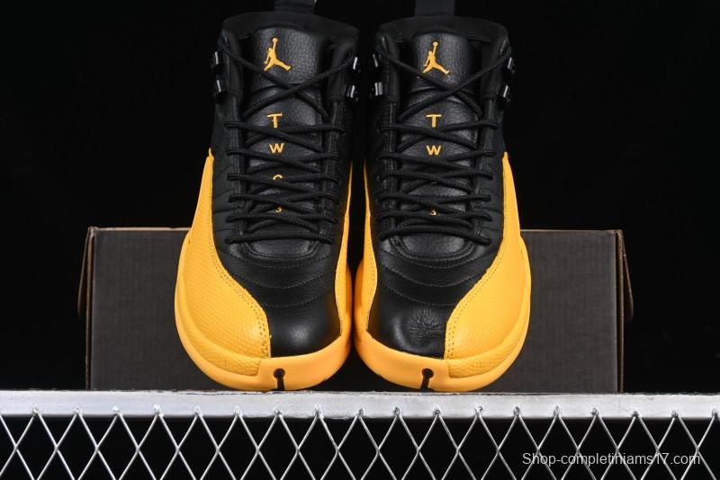 Nike Air Jordan 12 Retro Basketball Shoes in Black and Yellow - 130690-070