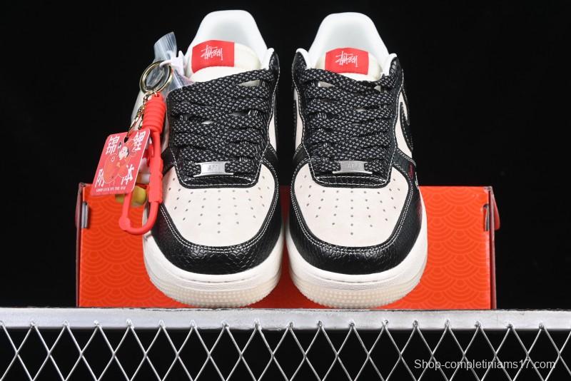 Nike Air Force 1 '07 Low Stussy Collaboration Year of the Snake Limited Edition Black Snake Dual-Color Casual Sneakers - HH7518-034