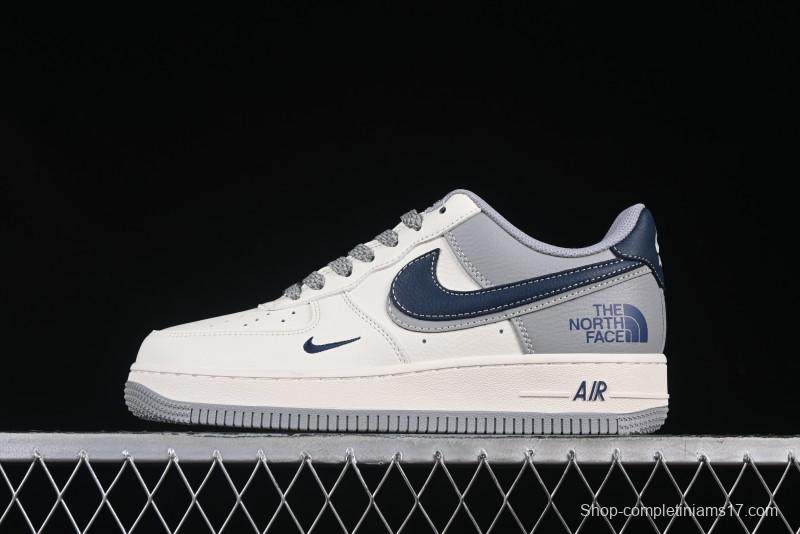 Nike Air Force 1 '07 Low The North Face Collaboration Grey Blue Double Swoosh Casual Sneakers - XS1958-520