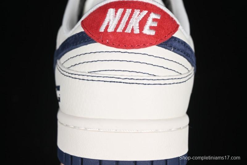 Nike SB Dunk Low Supreme Collaboration Grey Blue Woven Label Anniversary High-End Custom Low-Top Casual Skate Shoes - BB7518-026