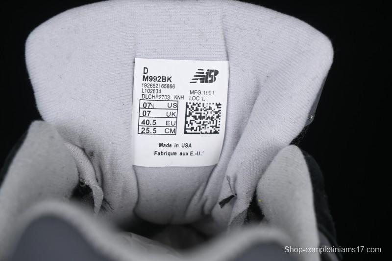 New Balance Made In USA 992 Classic Retro Running Sneakers with Superior Comfort - M992BK