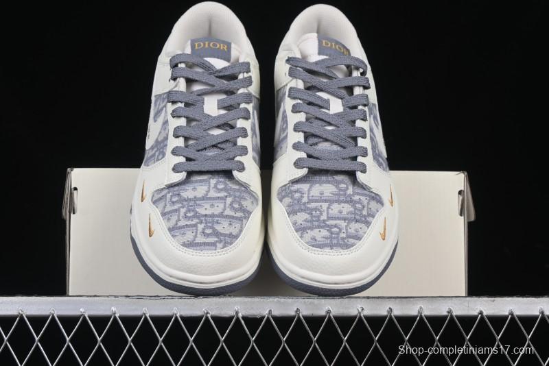 Nike SB Dunk Low Dior x Stone Island Triple Collaboration - Anniversary High-End Custom Low-Top Casual Sneakers - DM6868-043