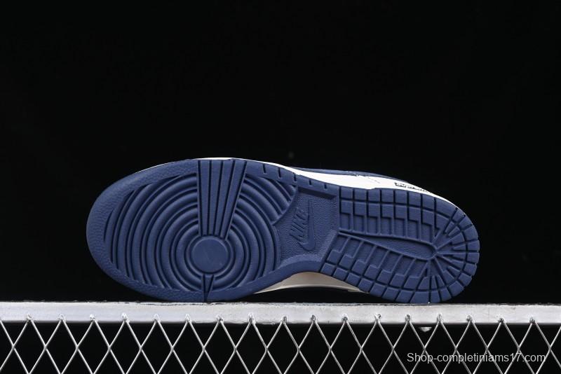 Nike SB Dunk Low Supreme Collaboration Grey Blue Woven Label Anniversary High-End Custom Low-Top Casual Skate Shoes - BB7518-026