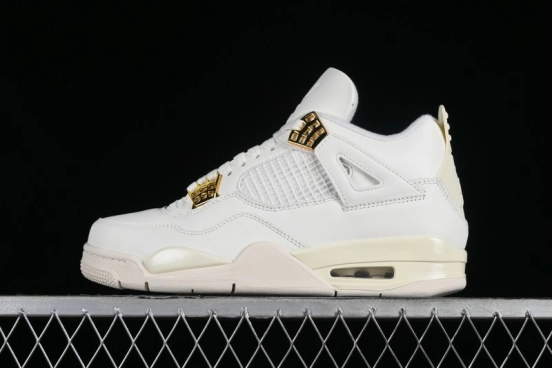 Nike Air Jordan 4 Retro Sneakers with Metallic Gold Design - AQ9129-170