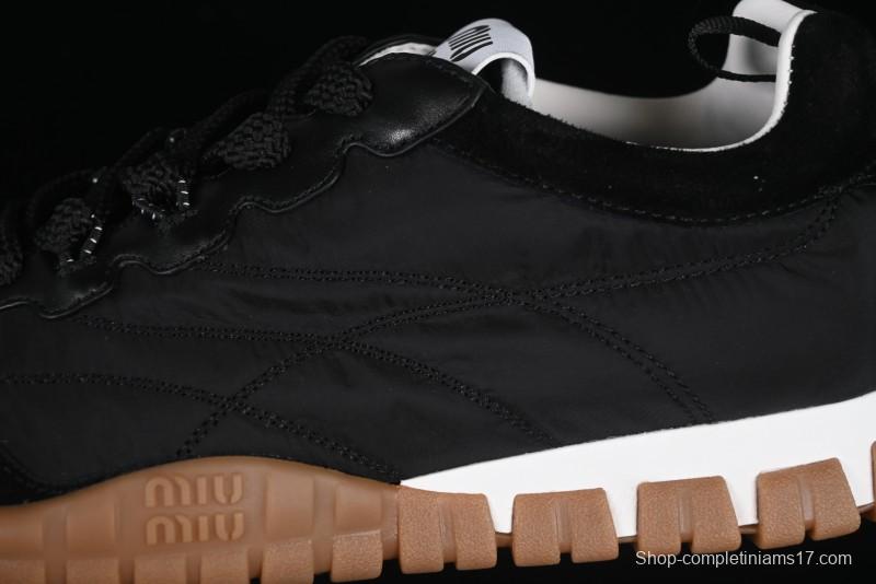 Miu Miu Suede Round Toe Lace-Up Women's Low-Top Casual Shoes - 99D4