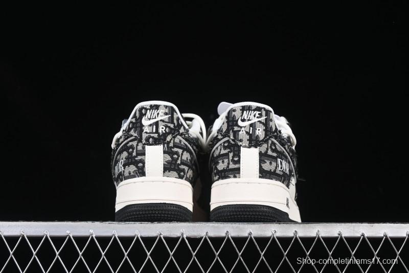 Nike Air Force 1 '07 Low Dior Collaboration Black Pattern Drawstring Casual Sneakers - SJ1198-106
