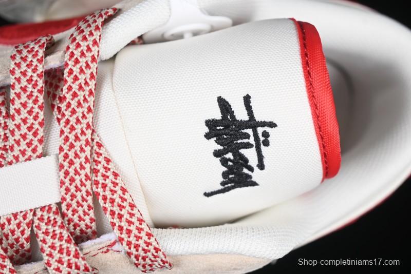 Nike Air Jordan 1 Low Stussy Collaboration Khaki Red Hook Retro Basketball Shoes - SJ9950-040