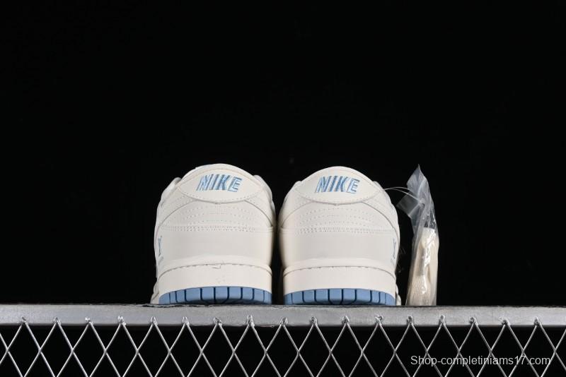 Nike SB Dunk Low LV Collaboration - Double Swoosh Beige Blue Anniversary High-End Custom Low-Top Casual Skate Shoes - XX2025-308
