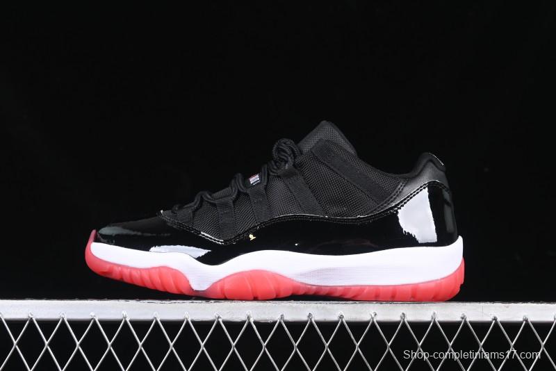Nike Air Jordan 11 Low Bred Basketball Shoes with Patent Leather and Carbon Fiber - FV5104-006