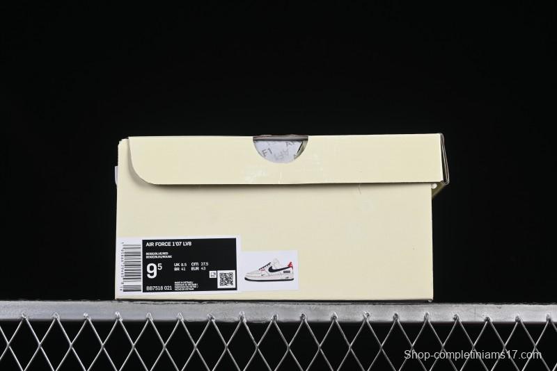 Nike Air Force 1 '07 Low Supreme Collaboration Sneakers with Red Tab and Blue Swoosh - BB7518-021