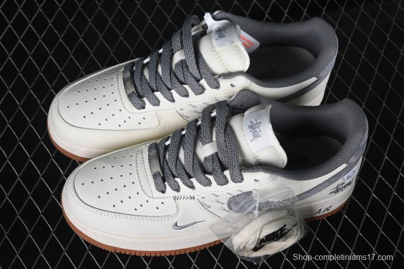 Nike Air Force 1 '07 Low Stussy Collaboration - Grey Swoosh Casual Sneakers - XZ6188-256