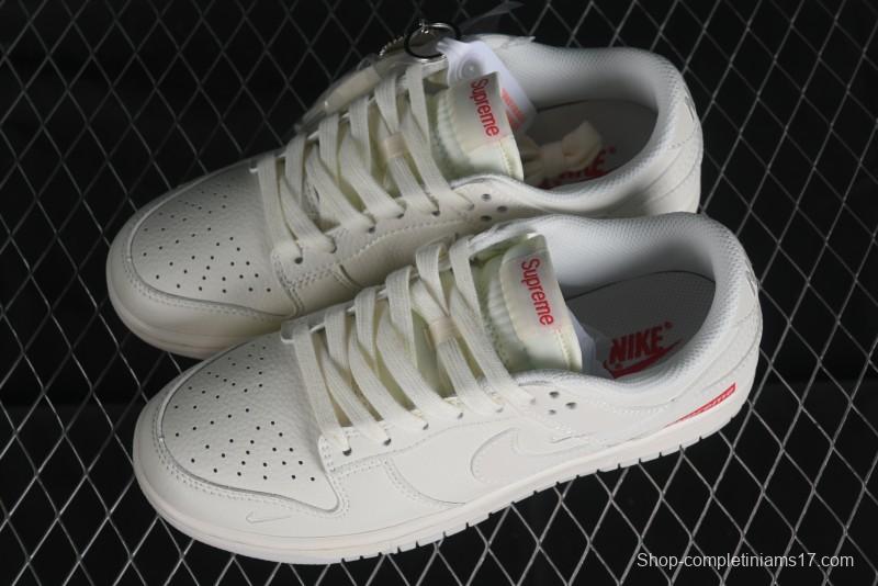 Nike SB Dunk Low Supreme Collaboration - Double Swoosh Anniversary Custom Low-Top Casual Skate Shoes - BB8675-104