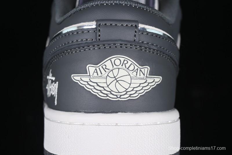 Nike Air Jordan 1 Low Stussy Collaboration - Signal Black Retro Basketball Shoes - XX3318-966