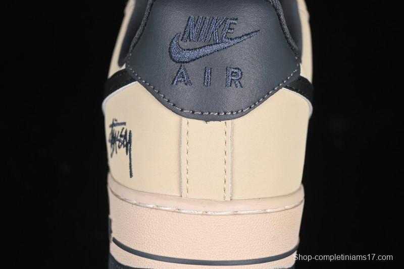 Nike Air Force 1 '07 Low Stussy Collaboration Grey Fog Swoosh Low-Top Casual Sneakers - KK1988-033