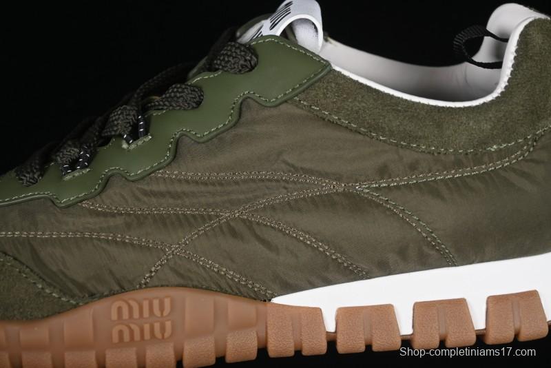 Miu Miu Suede Round Toe Lace-Up Low Top Women's Casual Shoes - 99D4