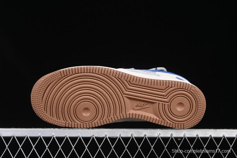 Nike Air Force 1 '07 Low Bape Collaboration Beige Blue Gum Pull Tab Casual Sneakers - SJ1198-112