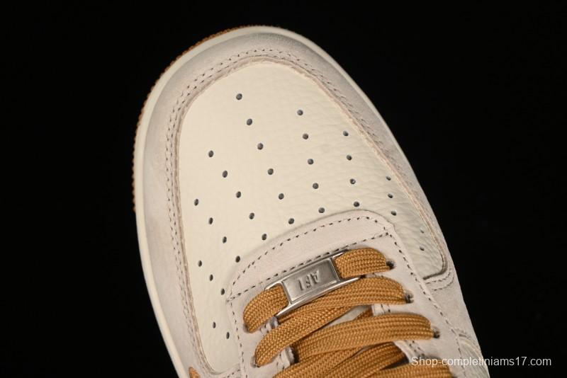Nike Air Force 1 '07 Low Stussy Collaboration - Wheat Pig Leather Low-Top Casual Sneakers - HD1968-020