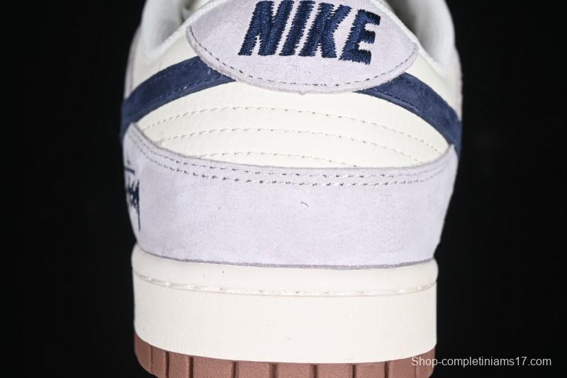 Nike SB Dunk Low Stussy Collaboration Blue Swoosh Gum Sole Anniversary Custom Low-Top Casual Sneakers - XS1086-012