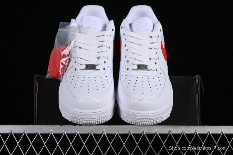 Nike Supreme x Air Force 1 '07 Low White Red Collaboration Casual Sneakers - CU9225-101