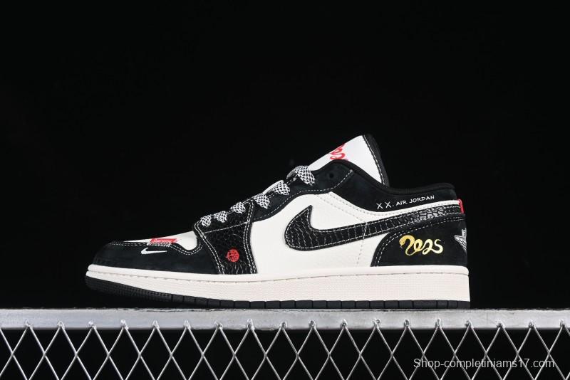 Nike Air Jordan 1 Low AJ1 Year of the Snake Limited Edition White Black Snake Pattern Low-Top Casual Sneakers - SJ9950-056