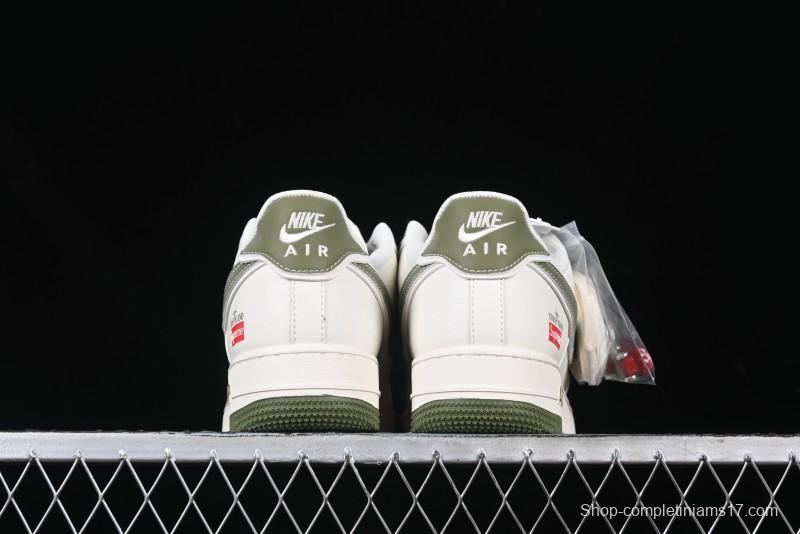 Nike Air Force 1 '07 Low Stone Island x Supreme Collaboration Beige Green Swoosh Low-Top Casual Sneakers - BB1616-301