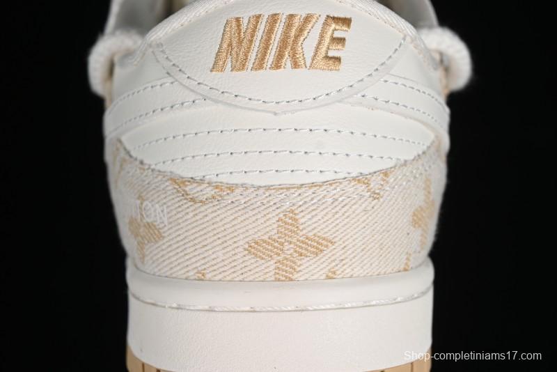 Nike SB Dunk Low LV Collaboration - Yellow Denim Print Anniversary High-End Custom Low-Top Casual Sneakers - SJ2068-247