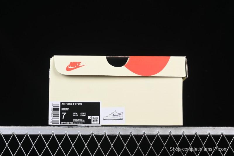 Nike Air Force 1 '07 Low Stussy Collaboration Beige Grey Embroidered Swoosh Low-Top Casual Sneakers - DM6688-003