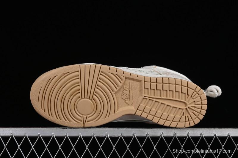 Nike SB Dunk Low LV Collaboration - Yellow Denim Print Anniversary High-End Custom Low-Top Casual Sneakers - SJ2068-247