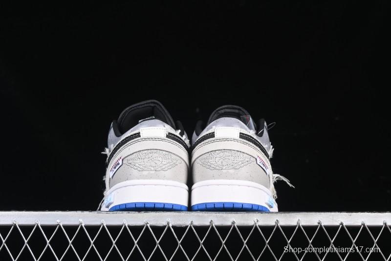 Nike Air Jordan 1 Low Retro Basketball Shoes Panda Prank Surf Fishing Overfishing Blue Brown Gray - 553558-140