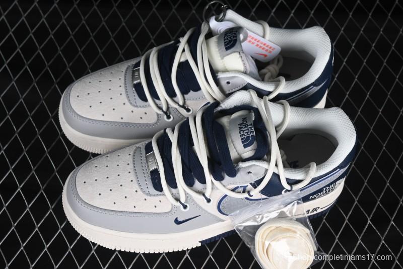 Nike Air Force 1 '07 Low The North Face Collaboration Grey Blue Lace-Up Low-Top Casual Sneakers - DM6688-024