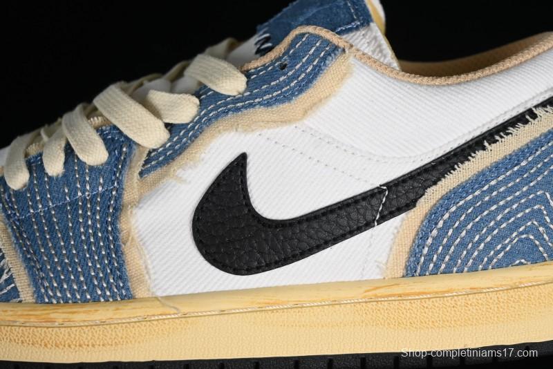 Nike Air Jordan 1 Low SE "WRMK" AJ1 Sashiko Stitch Low-Top Casual Sneakers - FN7670-493