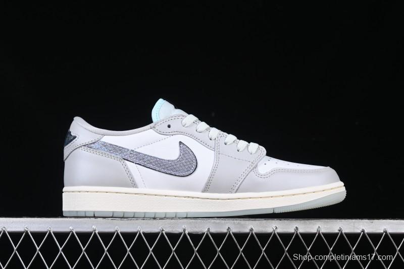 Nike Air Jordan 1 Low OG CNY AJ1 Snake Year Limited Silver Snake Low-Top Retro Basketball Shoes - HF3144-100
