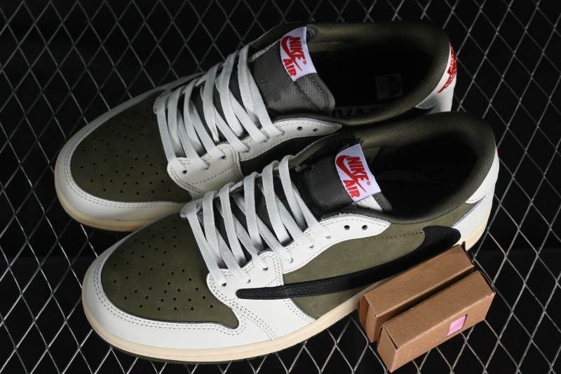 Nike Travis Scott x Air Jordan 1 Low OG AJ1 Reverse Swoosh Sneakers - DM7866-200