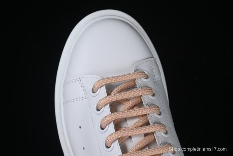 Alexander McQueen Oversized Sneakers with Mirror Silver Heel - White Leather Lace-Up Shoes