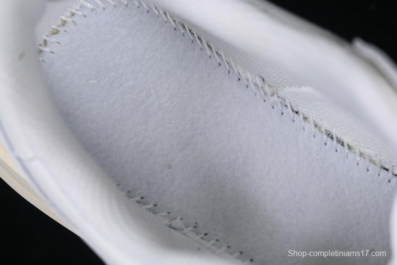 Choco Concert Leather Round Square Asymmetrical Fashion Sneakers White - AJE5